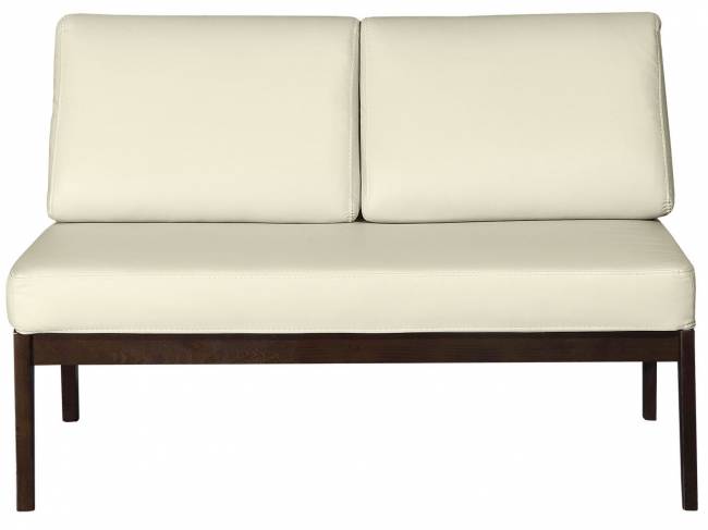 Диван-скамья Массив мягкая экокожа крем, каркас орех