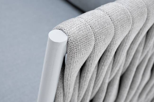 "Монако" кресло плетеное из роупа, каркас алюминий светло-серый (RAL7035) муар, роуп светло-серый 40 мм, ткань светло-серая "Монако" кресло плетеное из роупа, каркас алюминий светло-серый (RAL7035) муар, роуп светло-серый 40 мм, ткань светло-серая