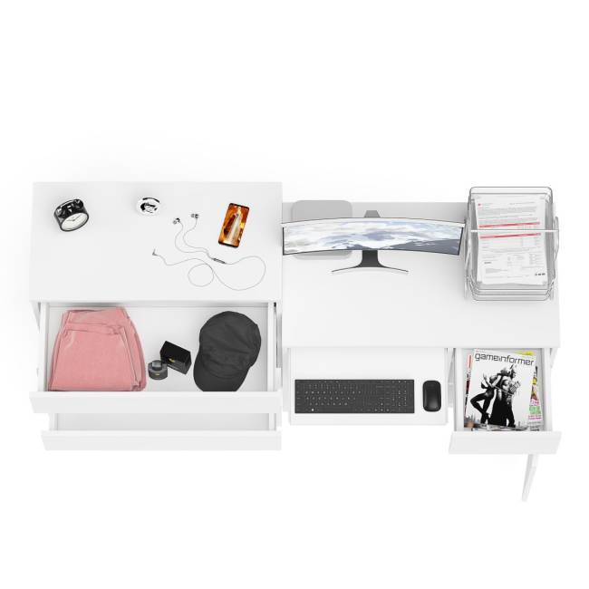 Компьютерный стол Мори МС-1 правый с комодом 4-ре ящика цвет белый