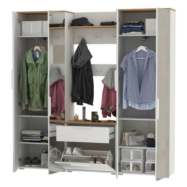 Большая прихожая Октава № 27 цвет белый шагрень/дуб крафт золотой Большая прихожая Октава № 27 цвет белый шагрень/дуб крафт золотой