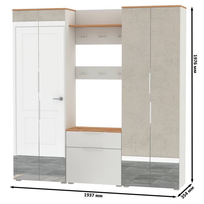 Большая прихожая Октава № 27 цвет белый шагрень/дуб крафт золотой Большая прихожая Октава № 27 цвет белый шагрень/дуб крафт золотой
