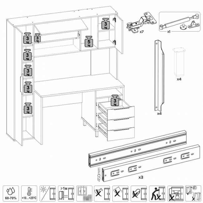 Рабочий стол Комфорт 12.95N цвет белый премиум/серый шифер Рабочий стол Комфорт 12.95N цвет белый премиум/серый шифер