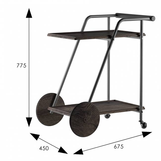 Стол сервировочный Оди металлик/эбеновое дерево/дуб маррон Стол сервировочный Оди металлик/эбеновое дерево/дуб маррон