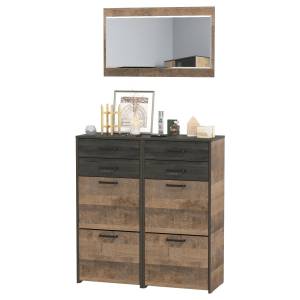 Зеркало Трувор с двумя обувницами с ящиками цвет дуб гранж песочный/интра