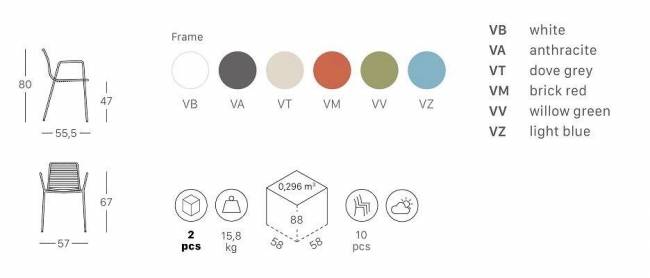 Кресло металлическое Summer голубой 570х555х800 мм Кресло металлическое Summer голубой 570х555х800 мм