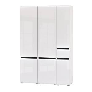 Два шкафа Сидней с дверками и один шкаф Сидней с ящиком цвет белый/чёрный/МДФ белый глянец Два шкафа Сидней с дверками и один шкаф Сидней с ящиком цвет белый/чёрный/МДФ белый глянец