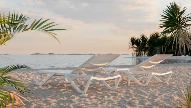 Шезлонг-лежак металлический Wave Paint белый 1910х715х300 мм