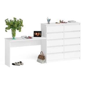 Большой комод МК1200.10 десять ящиков и письменный стол МСП1200 Мори цвет белый Большой комод МК1200.10 десять ящиков и письменный стол МСП1200 Мори цвет белый