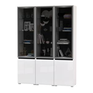 Горка в гостиную с с тремя стеклянными дверками Сидней 13.201 цвет белый/чёрный/МДФ белый глянец Горка в гостиную с с тремя стеклянными дверками Сидней 13.201 цвет белый/чёрный/МДФ белый глянец