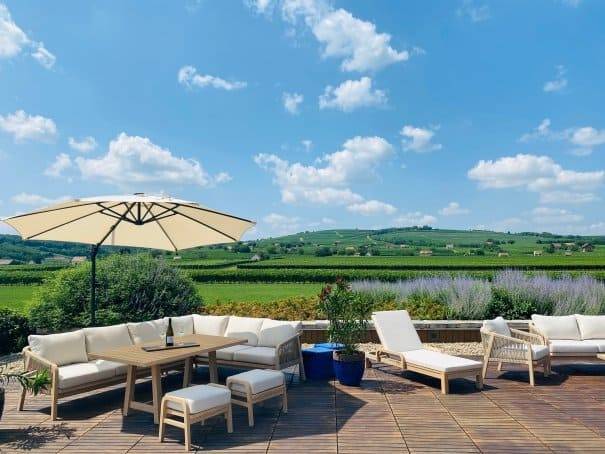 Шезлонг деревянный с матрасом Rimini натуральный, бежевый 1840х730х870 мм