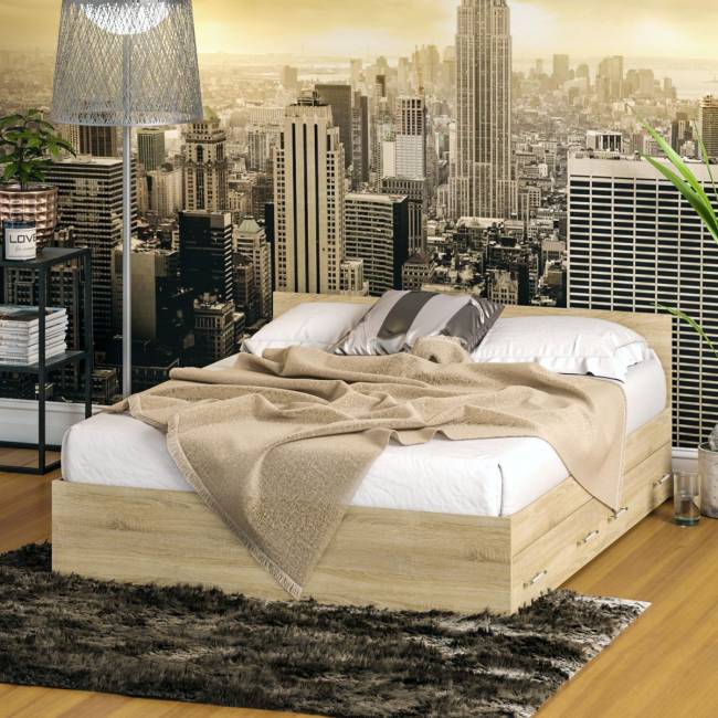 Кровать с ящиками Стандарт 1600 цвет дуб сонома Кровать с ящиками Стандарт 1600 цвет дуб сонома