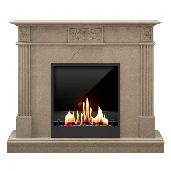 Биокамин в мраморном портале SteelHeat Lada (Стекло + Стемалит)