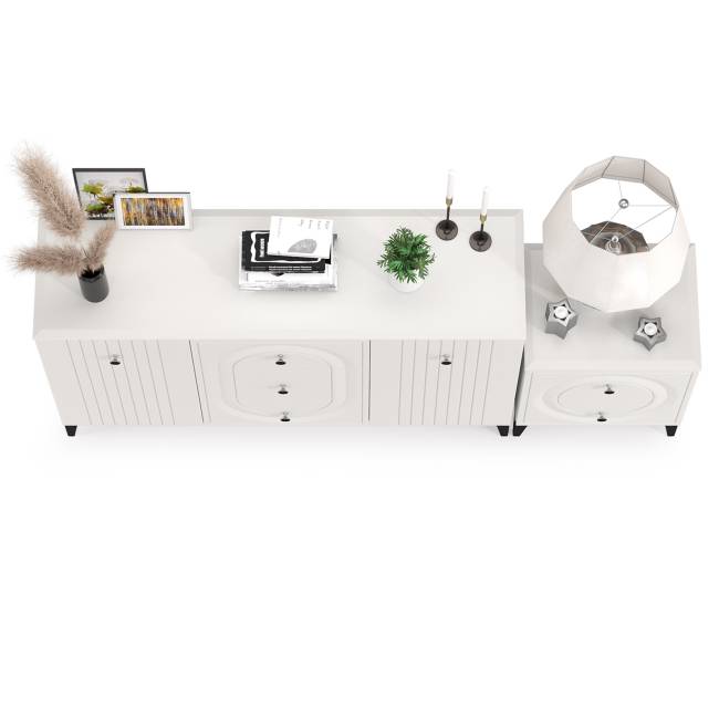 Комод Валенсия 13.309 с тумбой прикроватной цвет белый шагрень