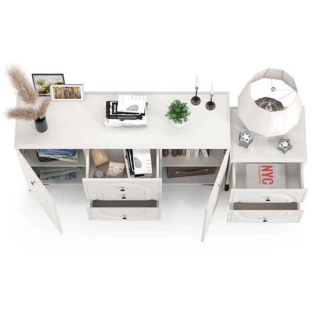 Комод Валенсия 13.309 с тумбой прикроватной цвет белый шагрень