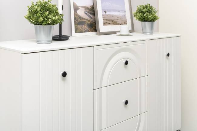 Комод Валенсия 13.309 с тумбой прикроватной цвет белый шагрень