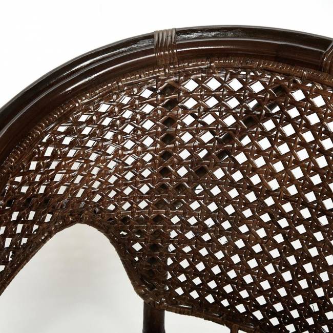 ТЕРРАСНЫЙ КОМПЛЕКТ "PELANGI" (стол со стеклом + 2 кресла) /без подушек/ ротанг, кресло 65х65х77см, стол диаметр 64х61см, walnut (грецкий орех) walnut (грецкий орех) ротанг