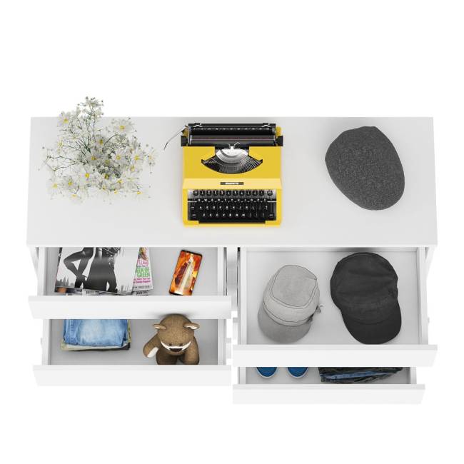 Широкий комод шесть ящиков Мори МК1200.6 цвет белый