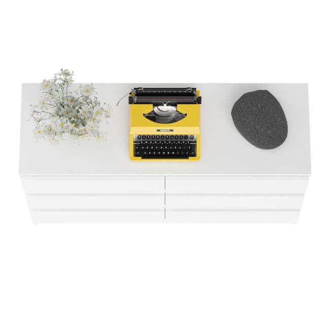 Широкий комод шесть ящиков Мори МК1200.6 цвет белый