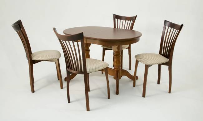 Обеденная группа стол Бизе со стульями Миранда,орех, ромб бежевый Обеденная группа стол Бизе со стульями Миранда,орех, ромб бежевый