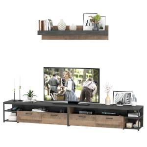 Две ТВ-тумбы Трувор с навесной полкой цвет дуб гранж песочный/интра