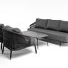 "Верона" лаунж-зона 5-местная плетеная из роупа (веревки), каркас алюминиевый темно-серый, роуп темно-серый
