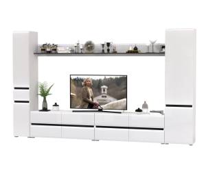 Гостиная Сидней комплектация № 107 цвет белый/чёрный/МДФ белый глянец Гостиная Сидней комплектация № 107 цвет белый/чёрный/МДФ белый глянец