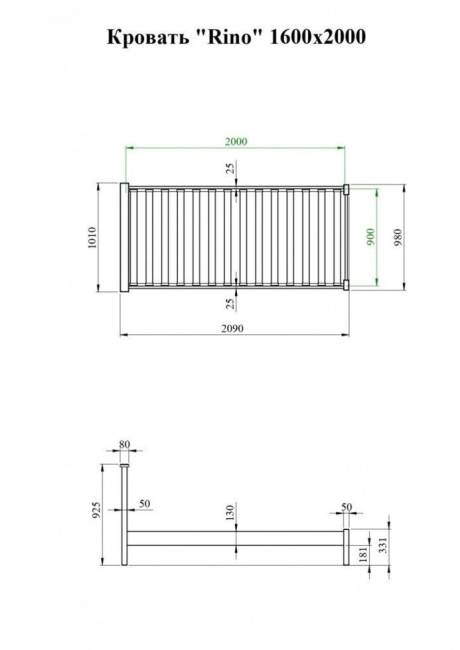 Кровать Rino 1800 х 2000 дуб, без покраски