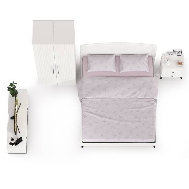 Комплект белой мебели для спальни Валенсия № 35 цвет белый шагрень/чёрный Комплект белой мебели для спальни Валенсия № 35 цвет белый шагрень/чёрный