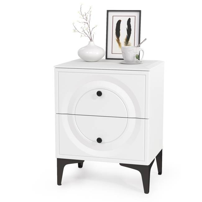 Комплект белой мебели для спальни Валенсия № 35 цвет белый шагрень/чёрный Комплект белой мебели для спальни Валенсия № 35 цвет белый шагрень/чёрный