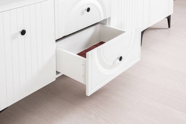 Стенка для гостиной с ТВ-тумбой Валенсия № 68 цвет белый шагрень