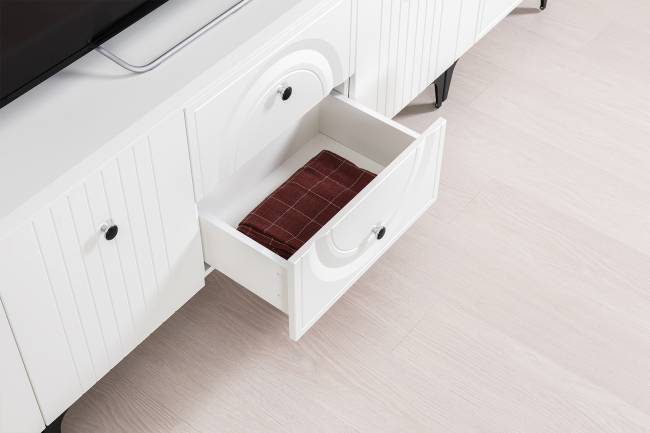 Стенка для гостиной с ТВ-тумбой Валенсия № 68 цвет белый шагрень