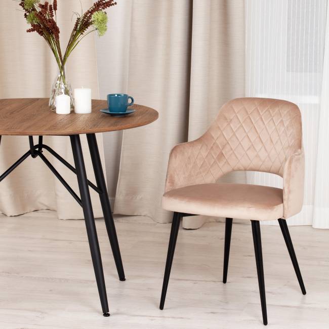 Кресло VALKYRIA (mod. 711) ткань/металл, 55х55х80 см, высота до сиденья 48 см, бежевый barkhat 5/черный (Комплект из 4 шт.) бежевый ткань/металл