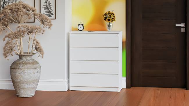 Узкий комод пять ящиков Мори МК700.5 цвет белый