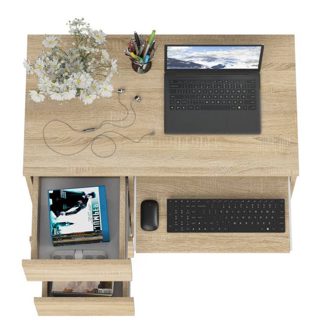 Стол компьютерный три ящика Мори МС-6 левый цвет дуб сонома Стол компьютерный три ящика Мори МС-6 левый цвет дуб сонома