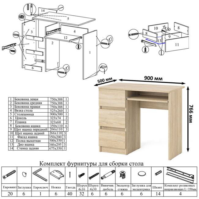 Стол компьютерный три ящика Мори МС-6 левый цвет дуб сонома Стол компьютерный три ящика Мори МС-6 левый цвет дуб сонома
