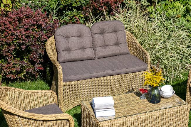 "Равенна" диван двухместный плетенный из ротанга, цвет соломенный "Равенна" диван двухместный плетенный из ротанга, цвет соломенный